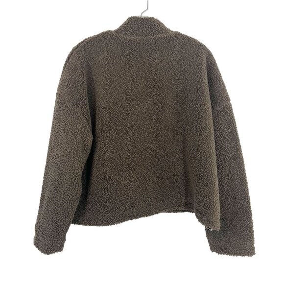 LNA Clothing Brown Sherpa Quarter Zip Sweater Sweatshirt Long Sleeve Size Large - Picture 2 of 7